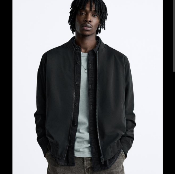 Mens Bomber Jacket Black - Picture 1 of 11